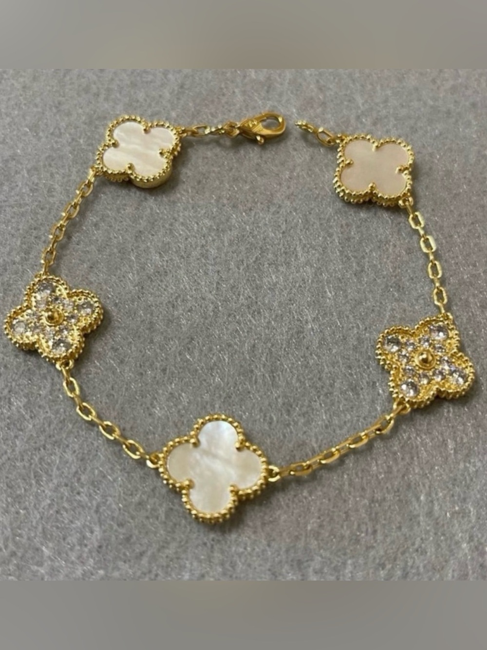 Gold Plated Clover Link Bracelet